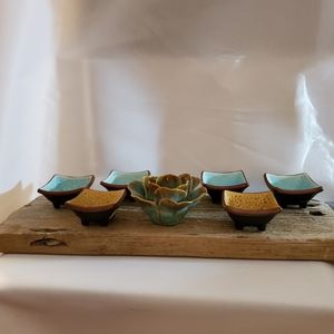 Lotus candle holder and Six Dipping Bowls